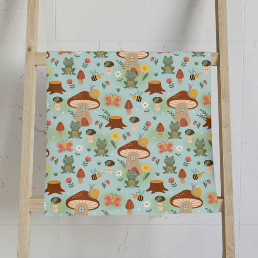 Frogs and Mushrooms Hand Towel