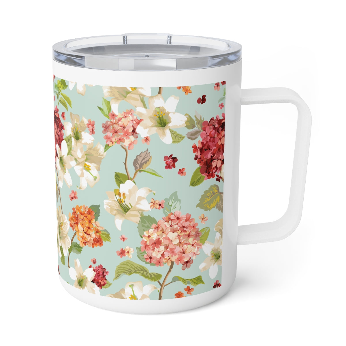 Autumn Hortensia and Lily Flowers Insulated Coffee Mug, 10oz