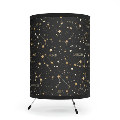 Stars and Zodiac Signs Tripod Lamp with High-Res Printed Shade, US\CA plug