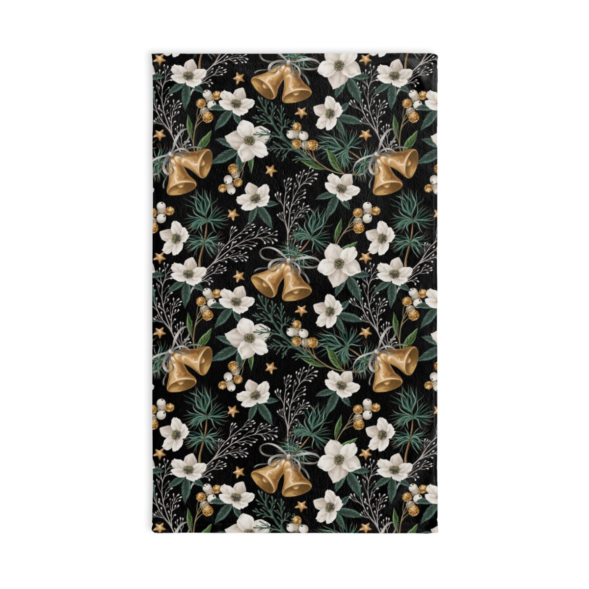 Christmas Bells and Flowers Hand Towel