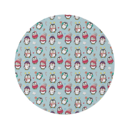 Penguins in Winter Clothes Round Rug