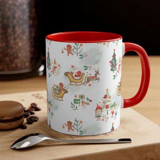 Vintage Christmas Santa Accent Coffee Mug, 11oz