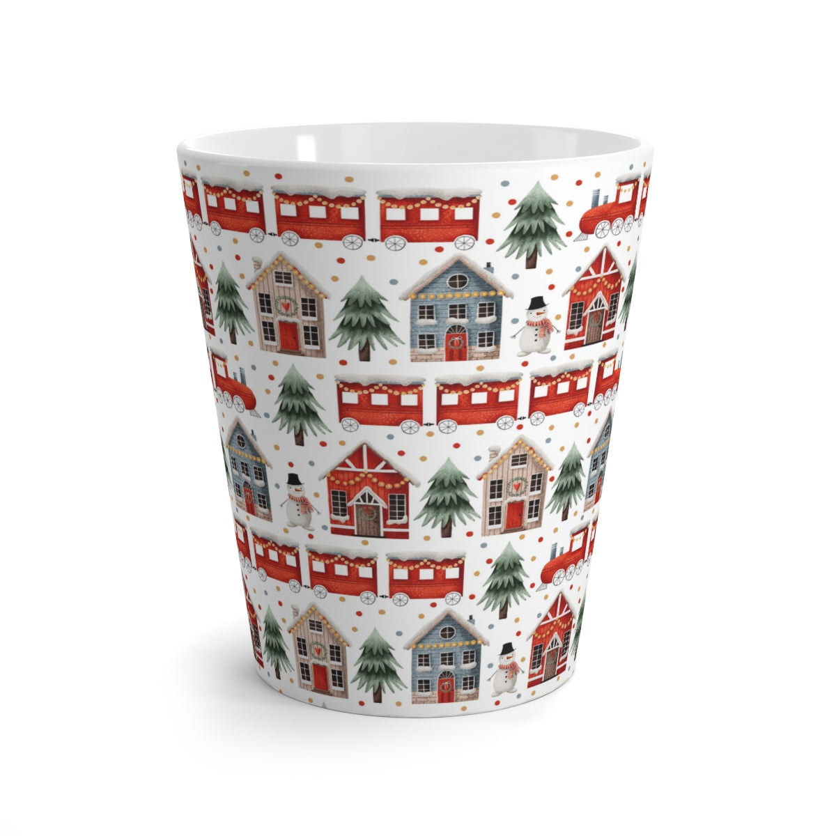Christmas Trains and Houses Latte Mug