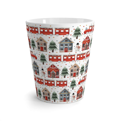Christmas Trains and Houses Latte Mug