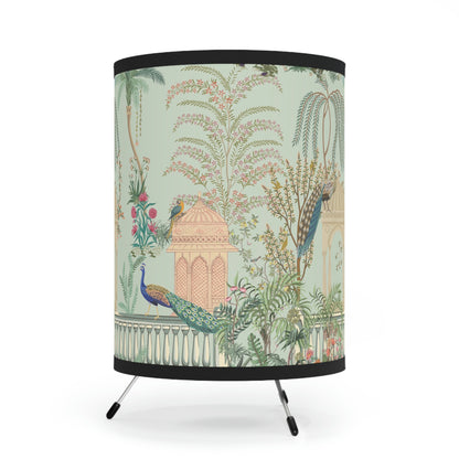 Lovely Peacocks Tripod Lamp with High-Res Printed Shade, US\CA plug