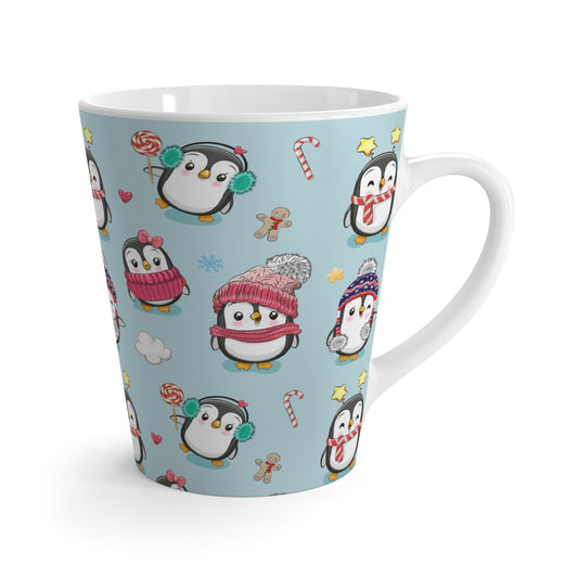 Penguins in Winter Clothes Latte Mug
