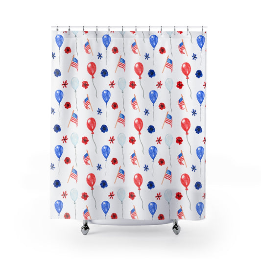 American Flags and Balloons Shower Curtain