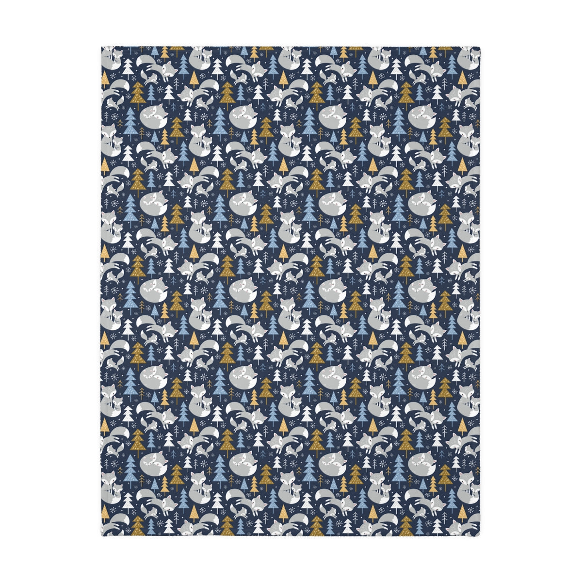 Arctic Foxes Velveteen Minky Blanket (Two-sided print)