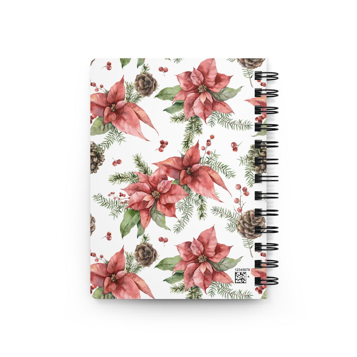 Poinsettia and Pine Cones Spiral Bound Journal