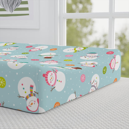 Christmas Happy Snowmen Baby Changing Pad Cover