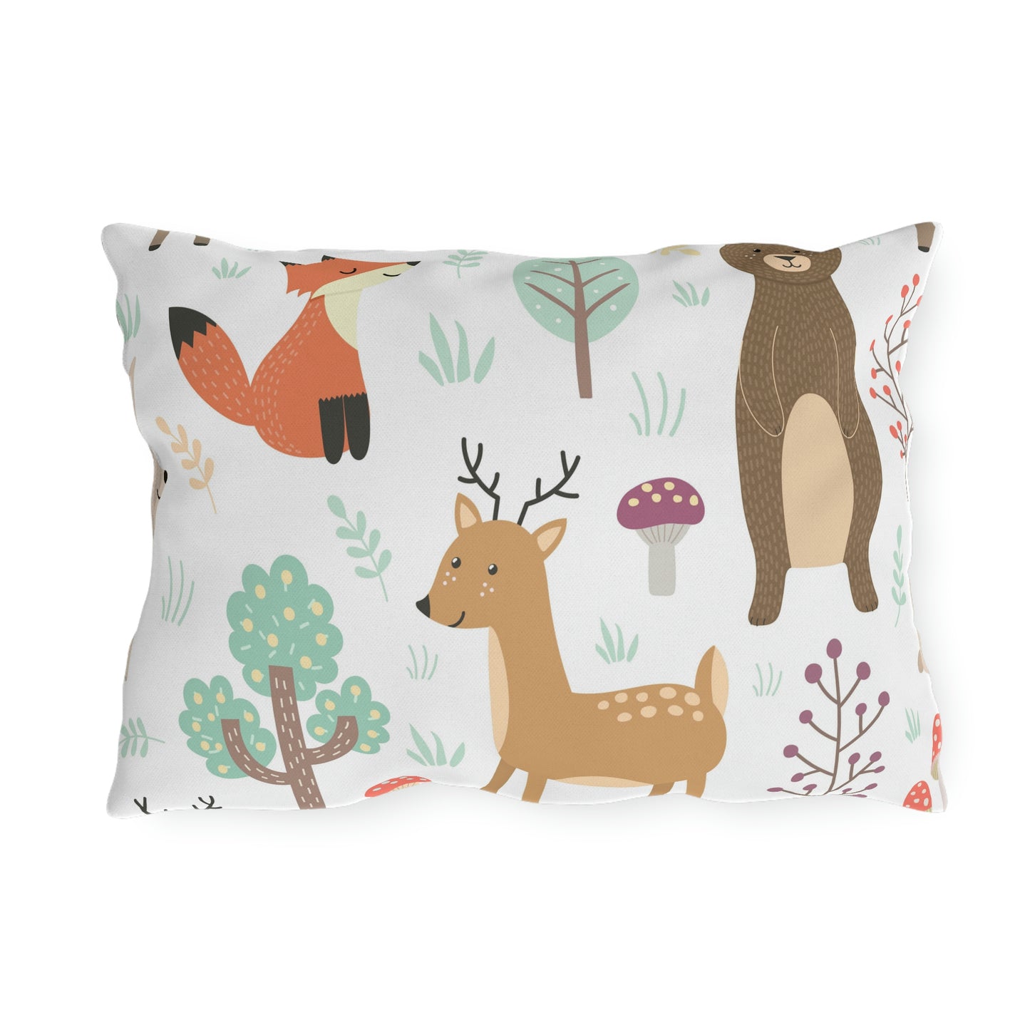 Forest Plants and Animals Outdoor Pillow
