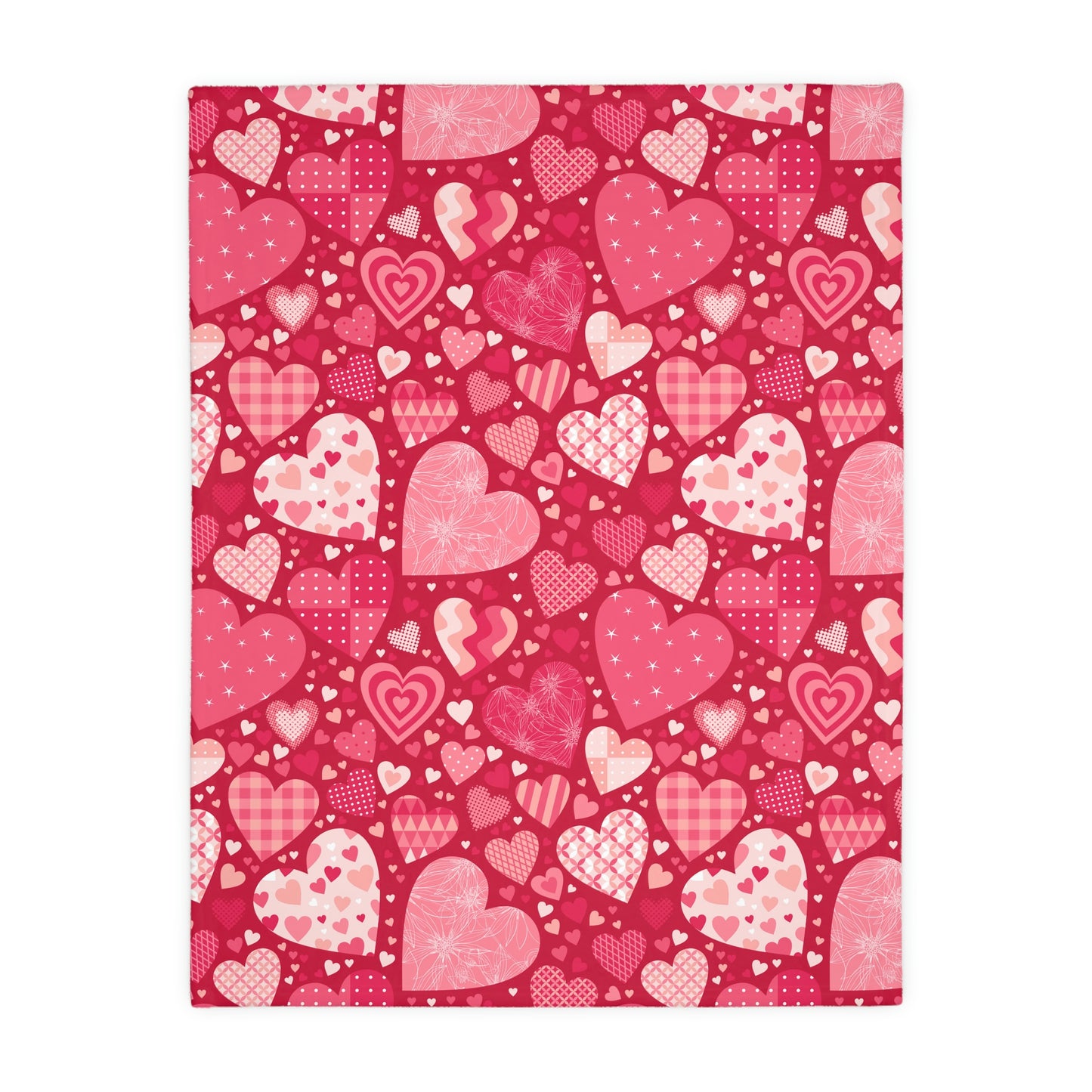 Blissful Hearts Velveteen Minky Blanket (Two-sided print)