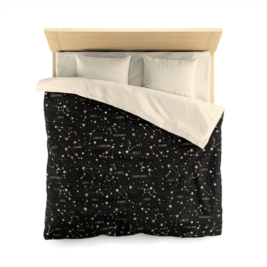 Stars and Zodiac Signs Microfiber Duvet Cover
