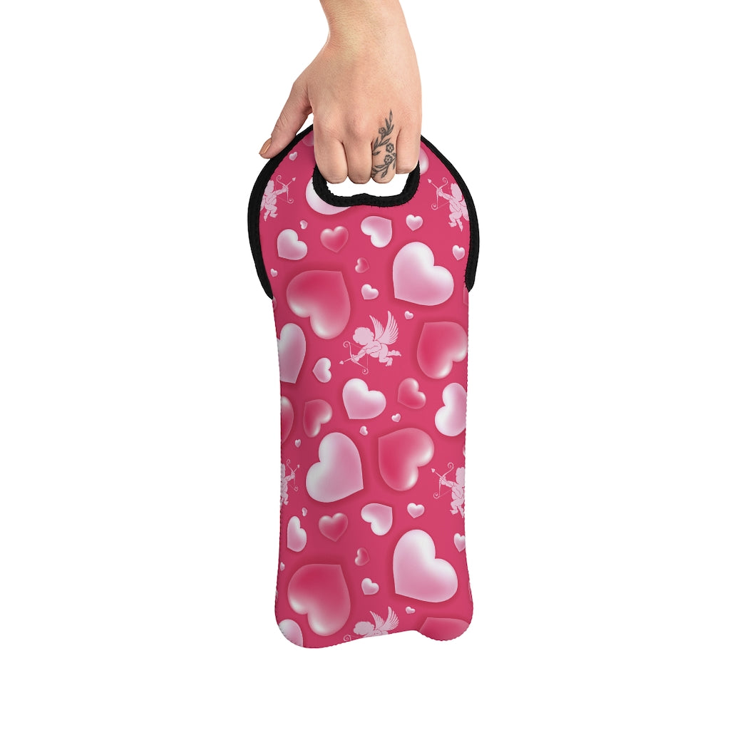 Cupid and Hearts Wine Tote Bag