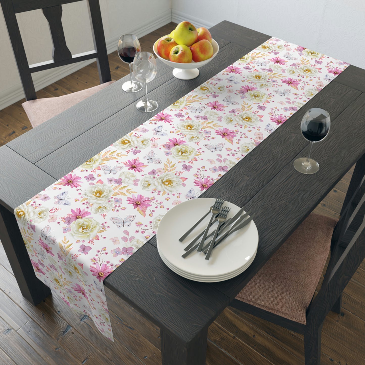 Spring Butterflies and Roses Table Runner (Cotton, Poly)