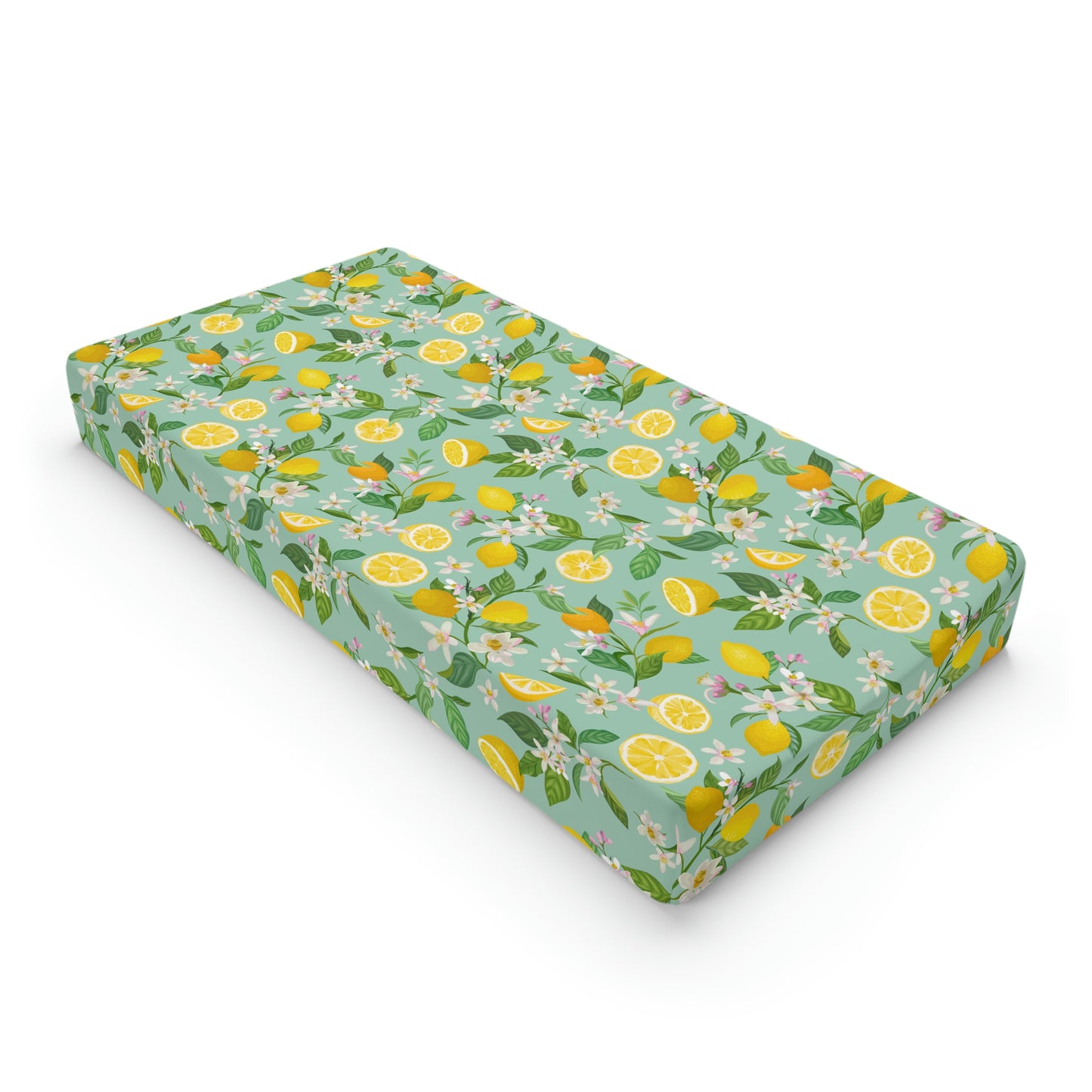 Lemons and Flowers Baby Changing Pad Cover