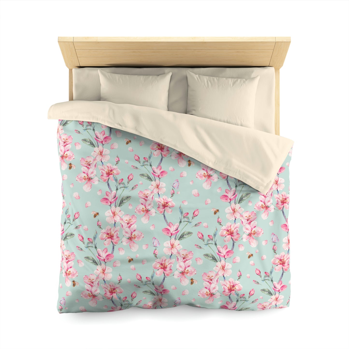 Cherry Blossoms and Honey Bees Microfiber Duvet Cover