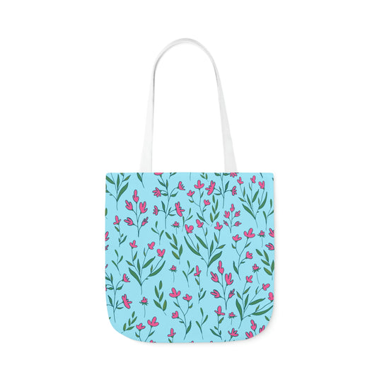 Bright Pink Flowers Canvas Tote Bag