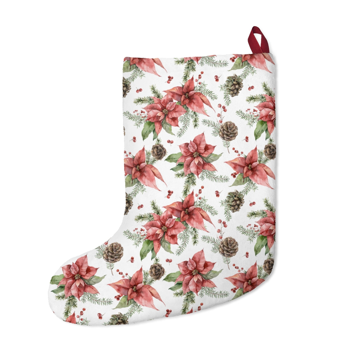 Poinsettia and Pine Cones Christmas Stockings