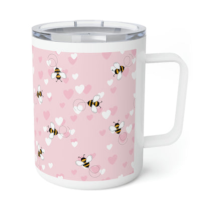 Honey Bee Hearts Insulated Coffee Mug, 10oz