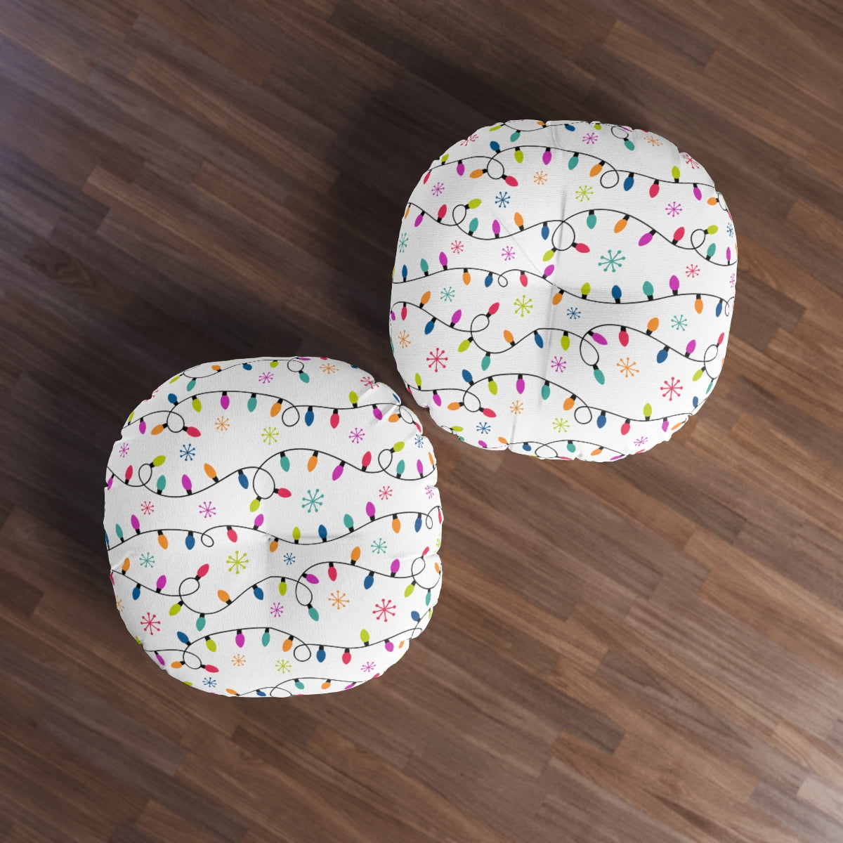Christmas Lights Tufted Floor Pillow, Round