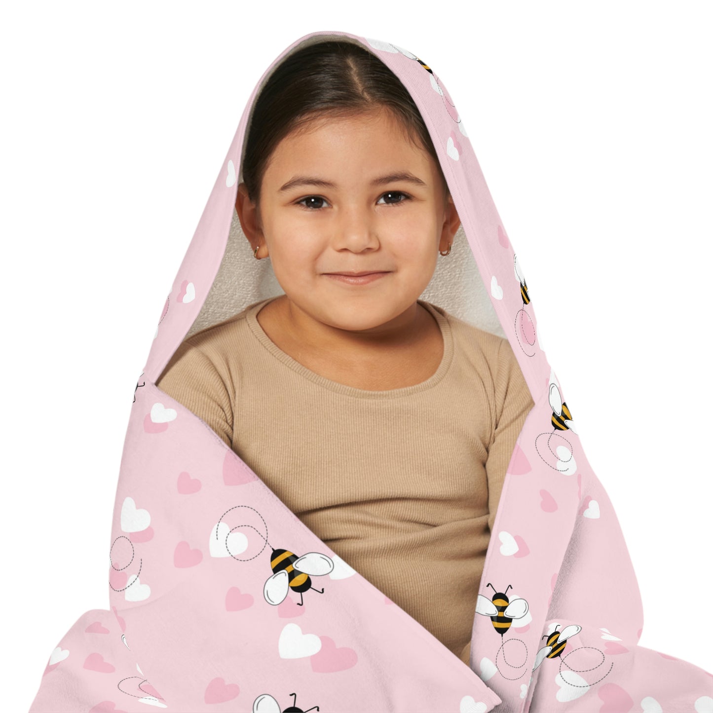 Honey Bee Hearts Youth Hooded Towel