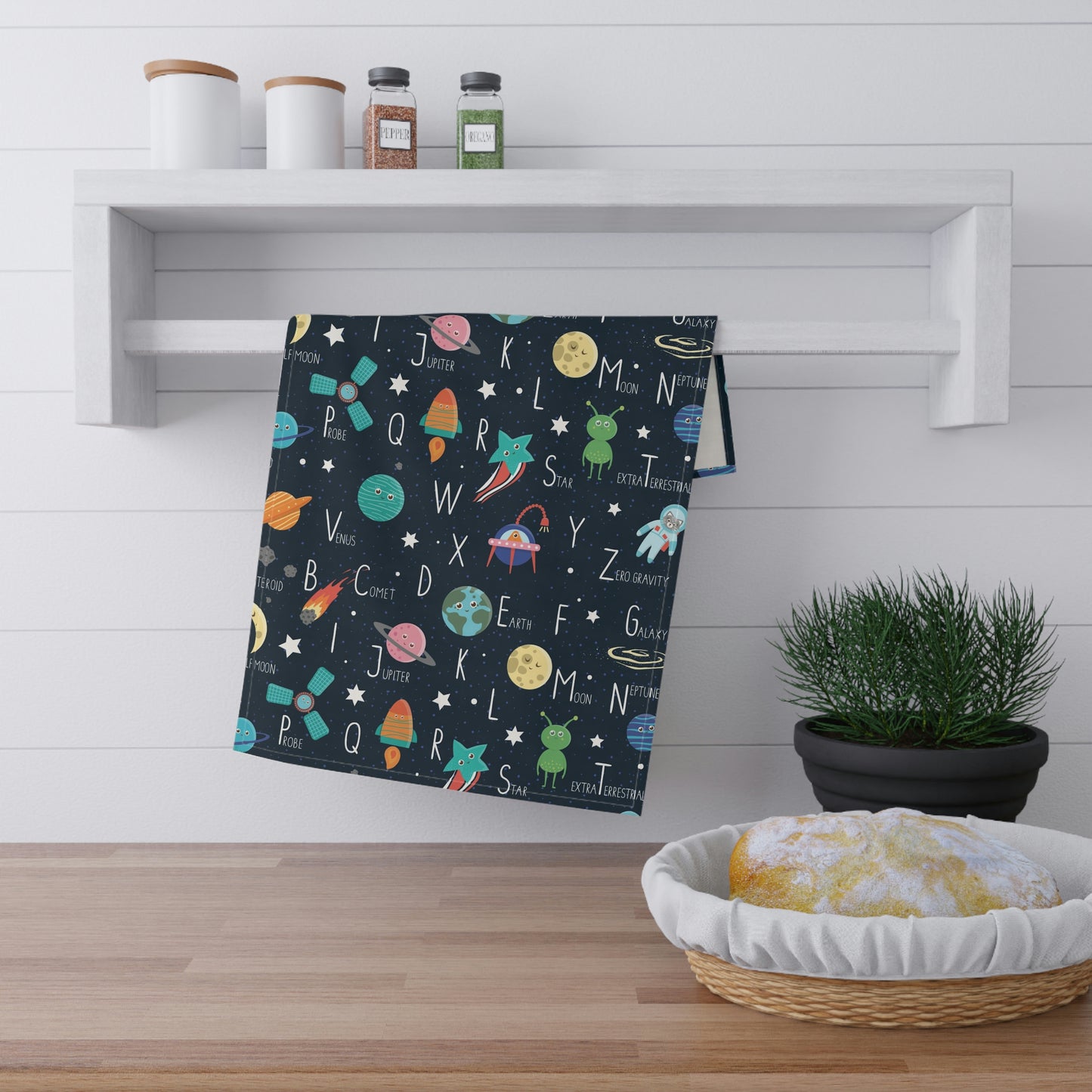 Space Alphabet Kitchen Towel