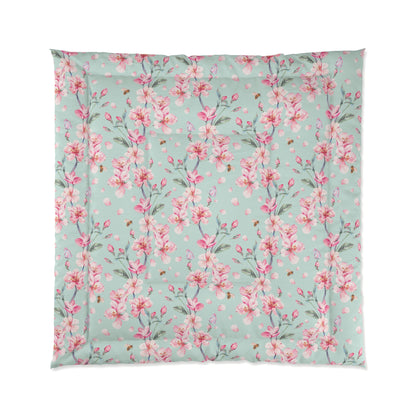 Cherry Blossoms and Honey Bees Comforter
