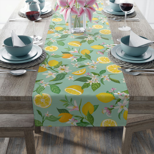 Lemons and Flowers Table Runner (Cotton, Poly)