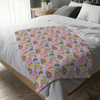 Kawaii Donuts Velveteen Minky Blanket (Two-sided print)