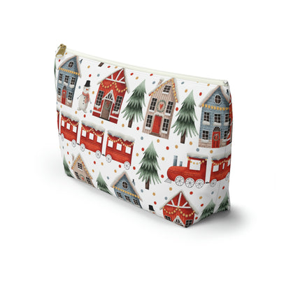 Christmas Trains and Houses Accessory Pouch w T-bottom
