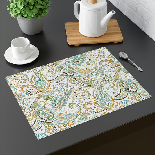 Green Paisley Placemat, 1pc