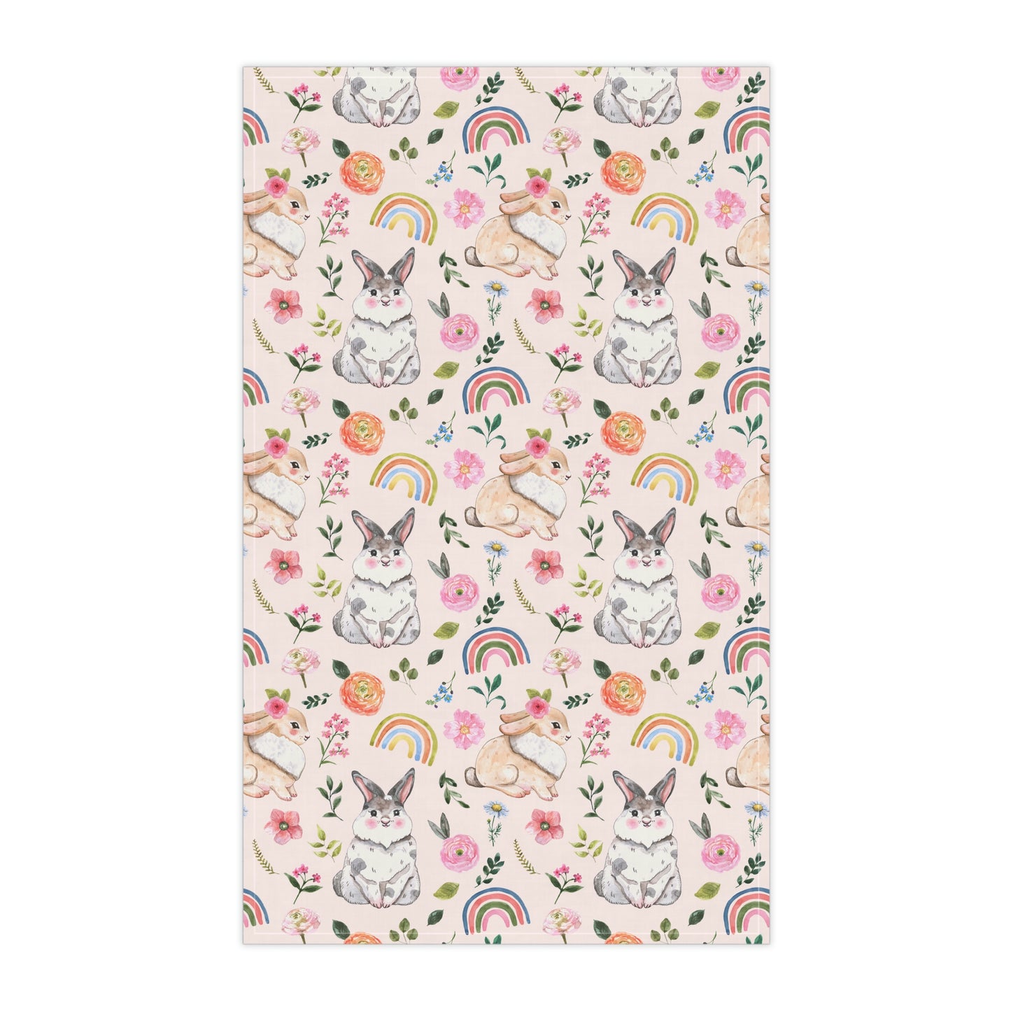 Easter Bunnies and Rainbows Kitchen Towel