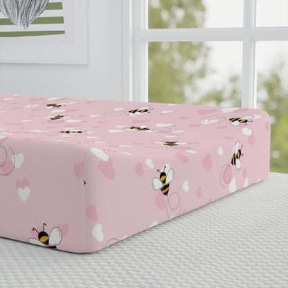 Honey Bee Hearts Baby Changing Pad Cover