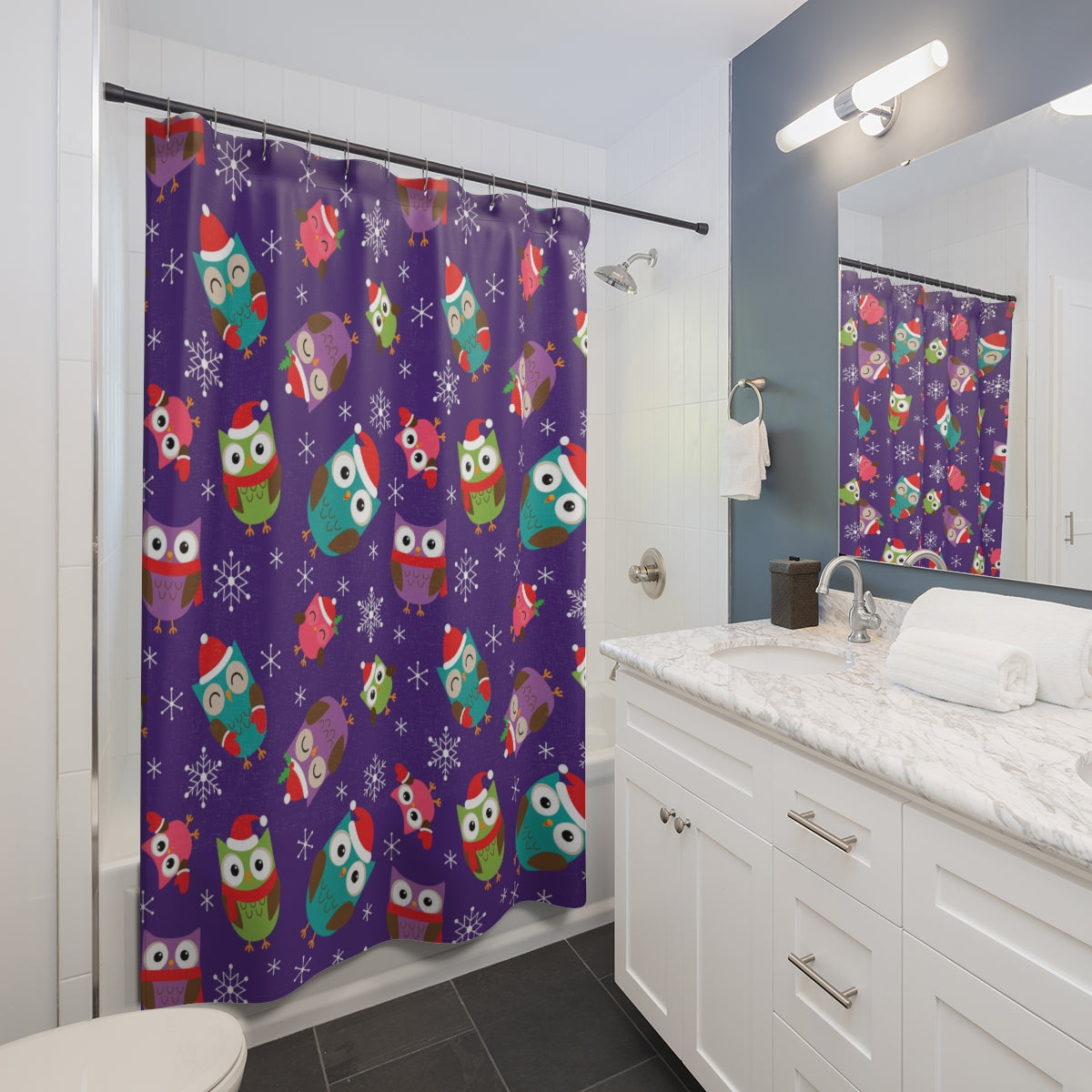 Owls and Snowflakes Shower Curtain