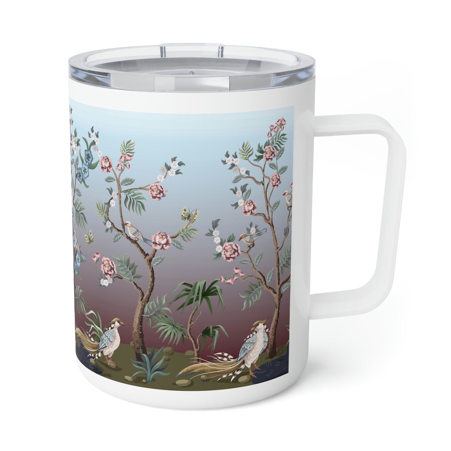 Chinoiserie Herons and Peonies Insulated Coffee Mug, 10oz