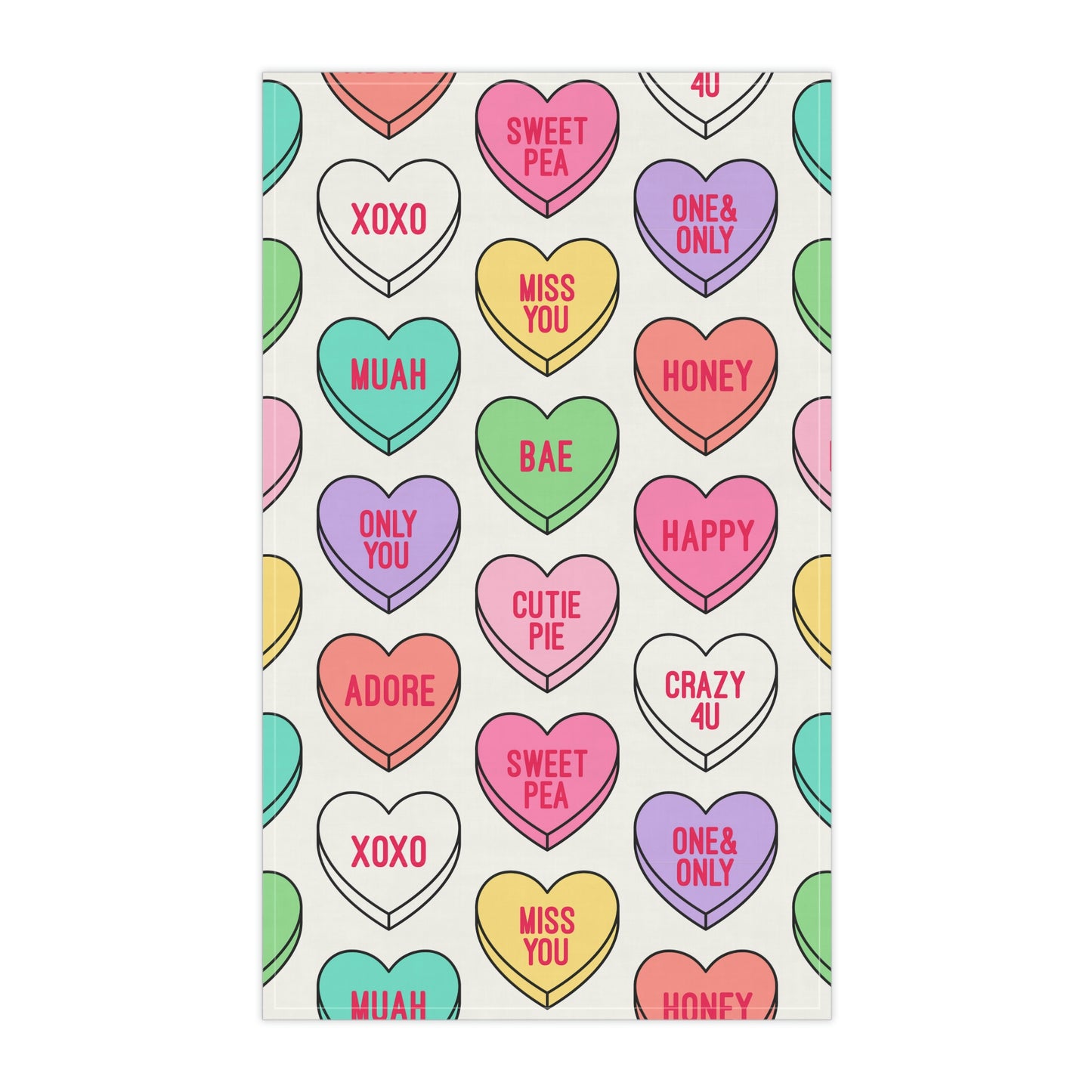 Candy Conversation Hearts Kitchen Towel