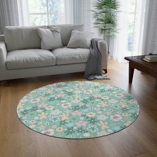 Abstract Flowers Round Rug