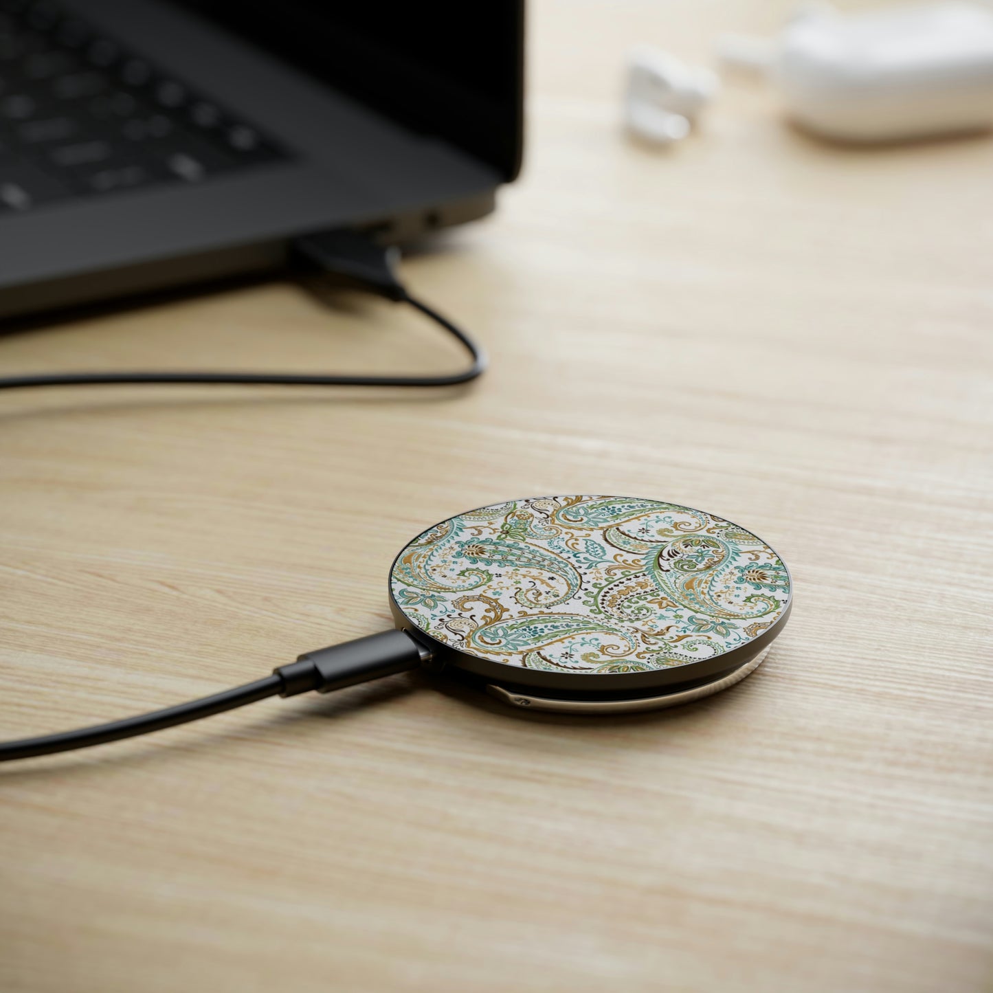 Green Paisley Magnetic Induction Charger