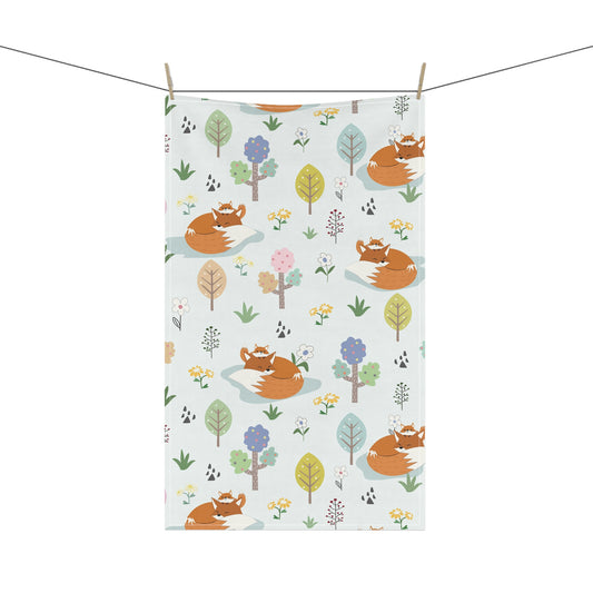 Mom and Baby Fox Kitchen Towel