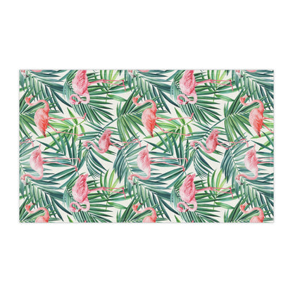 Pink Flamingos and Palm Leaves Kitchen Towel