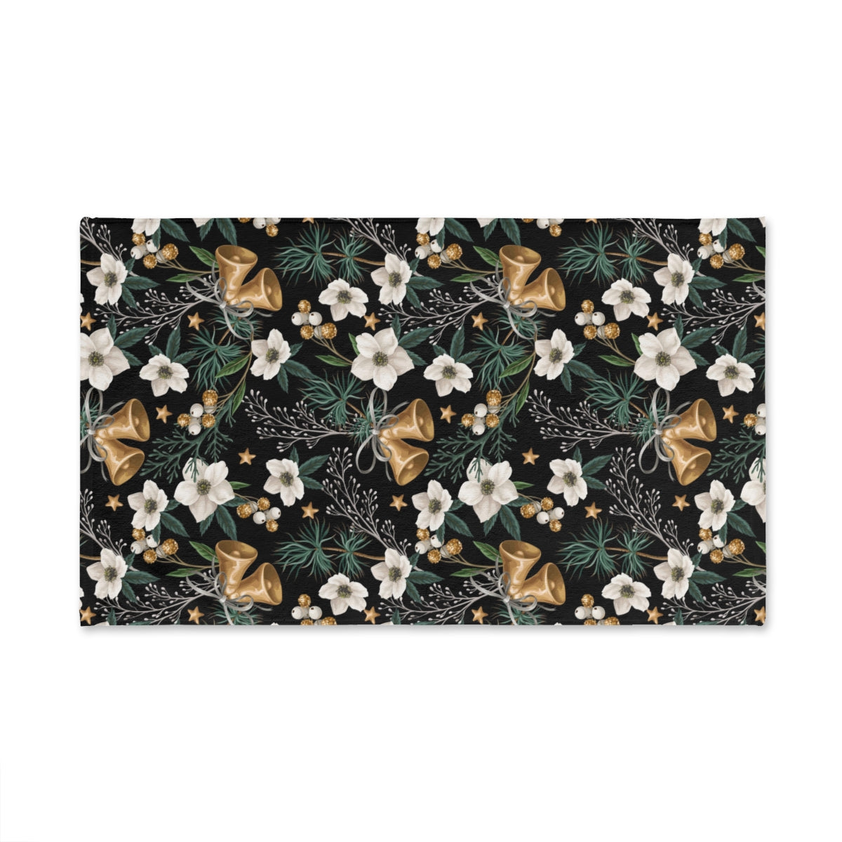 Christmas Bells and Flowers Hand Towel