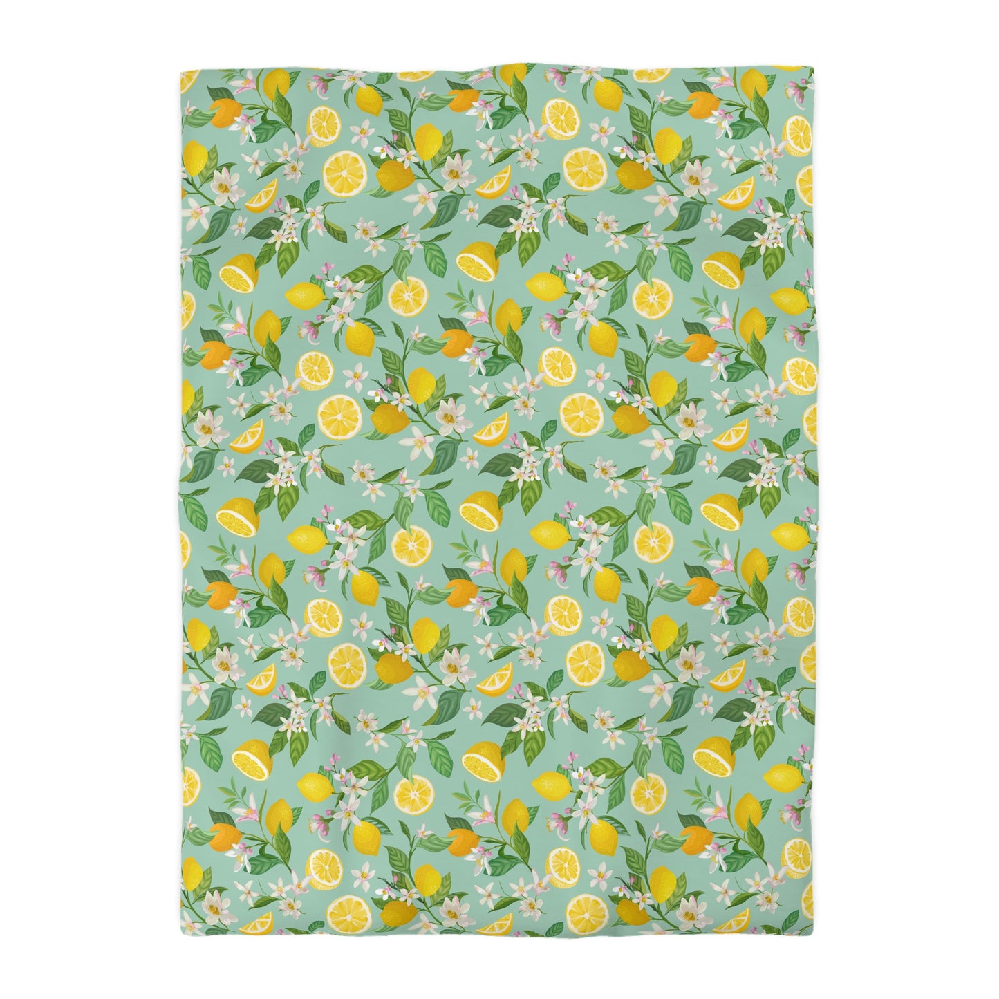 Lemons and Flowers Microfiber Duvet Cover