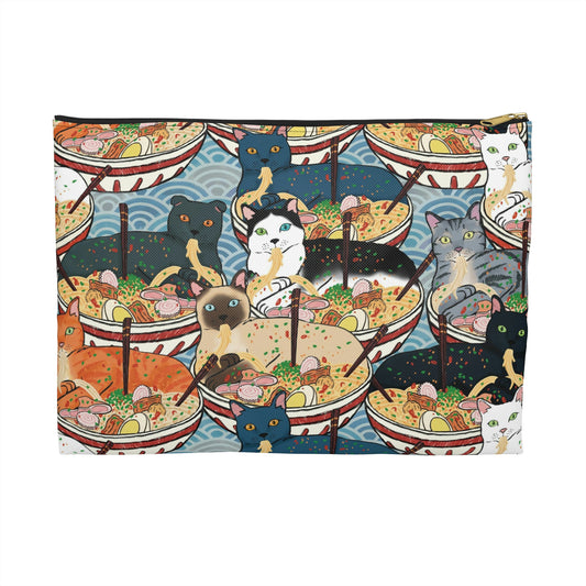 Cats Eating Ramen Accessory Pouch