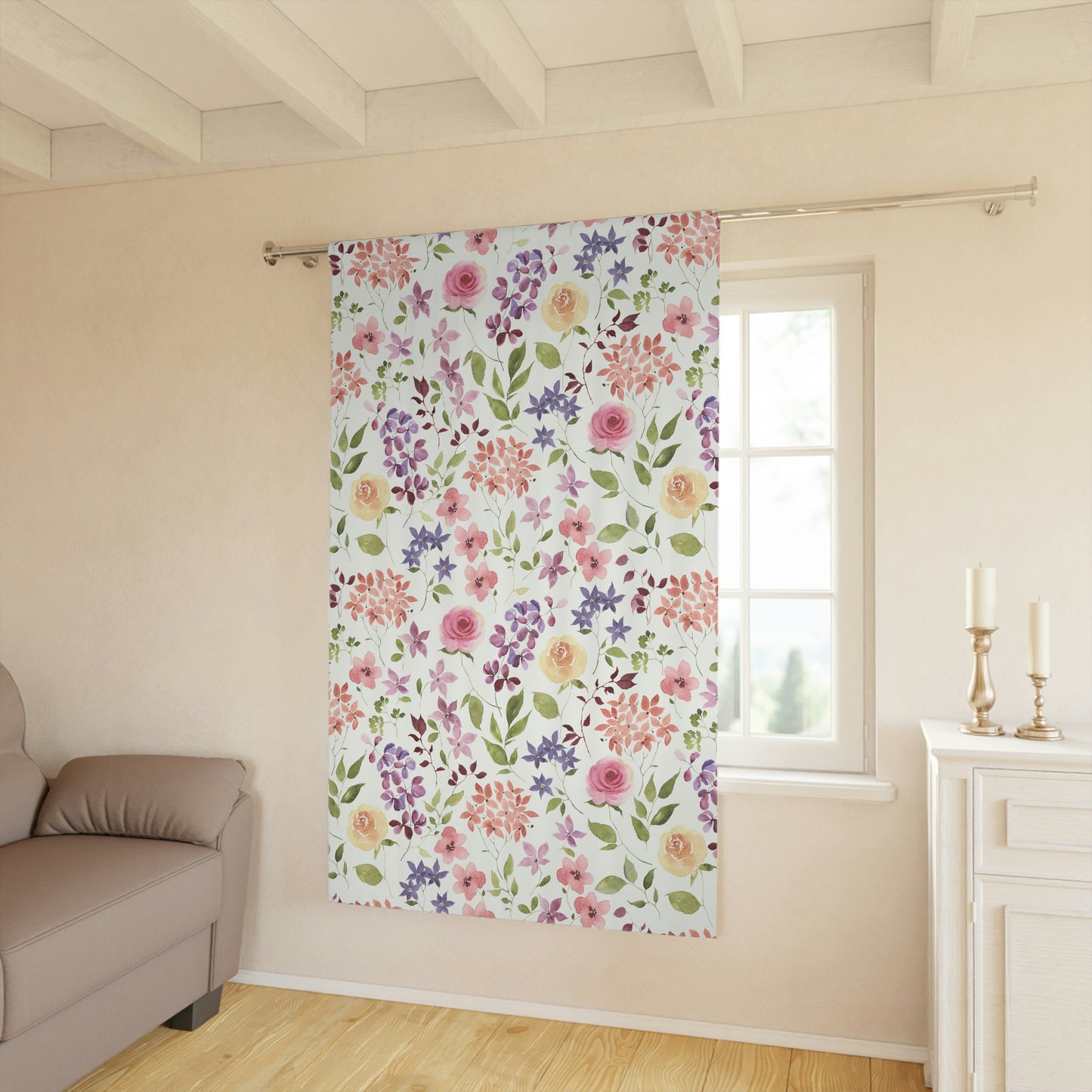 Yellow and Pink Roses Blackout Window Curtain (1 Piece)