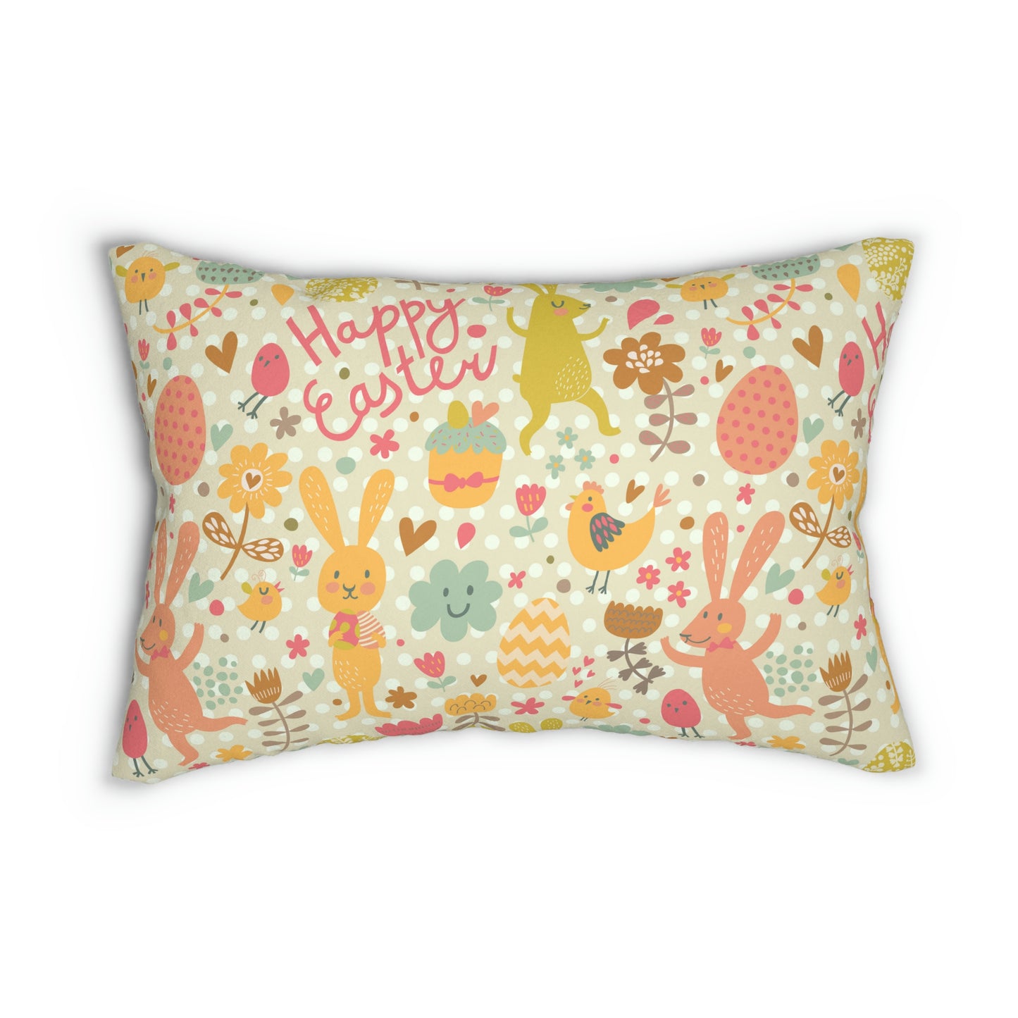Easter Rabbits and Chickens Lumbar Pillow