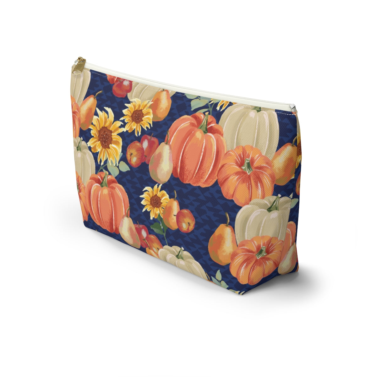 Fall Pumpkins and Sunflowers Accessory Pouch w T-bottom