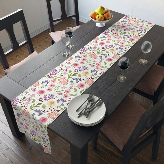 Yellow and Pink Roses Table Runner (Cotton, Poly)