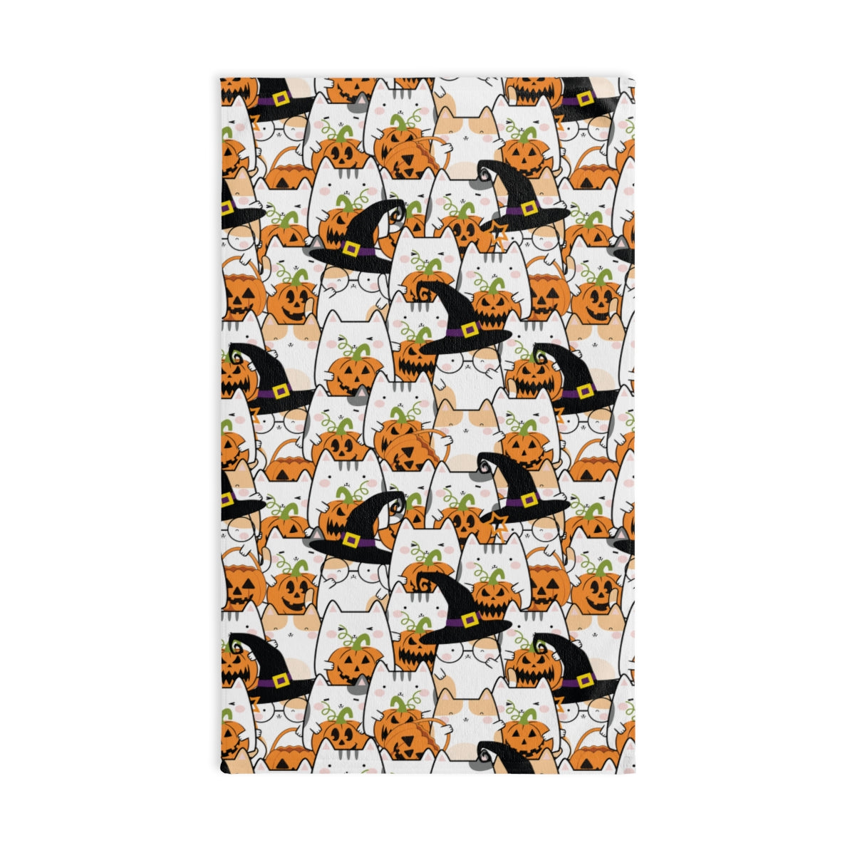 Halloween Kawaii Cats and Pumpkins Hand Towel