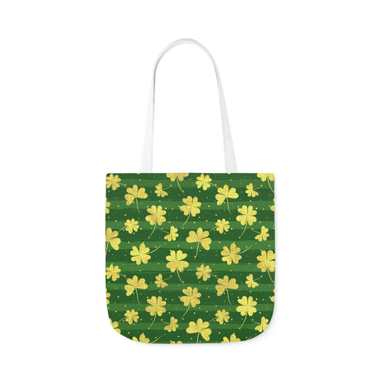 Gold Clovers Polyester Canvas Tote Bag